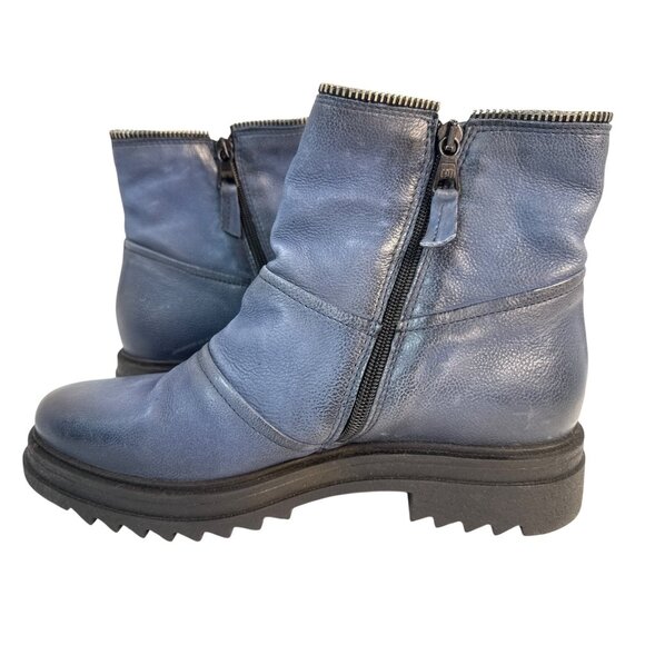Miz Mooz Women's Frances Blue Leather Lined Ankle Boots Inside Zipper Sz 39 - Picture 4 of 11